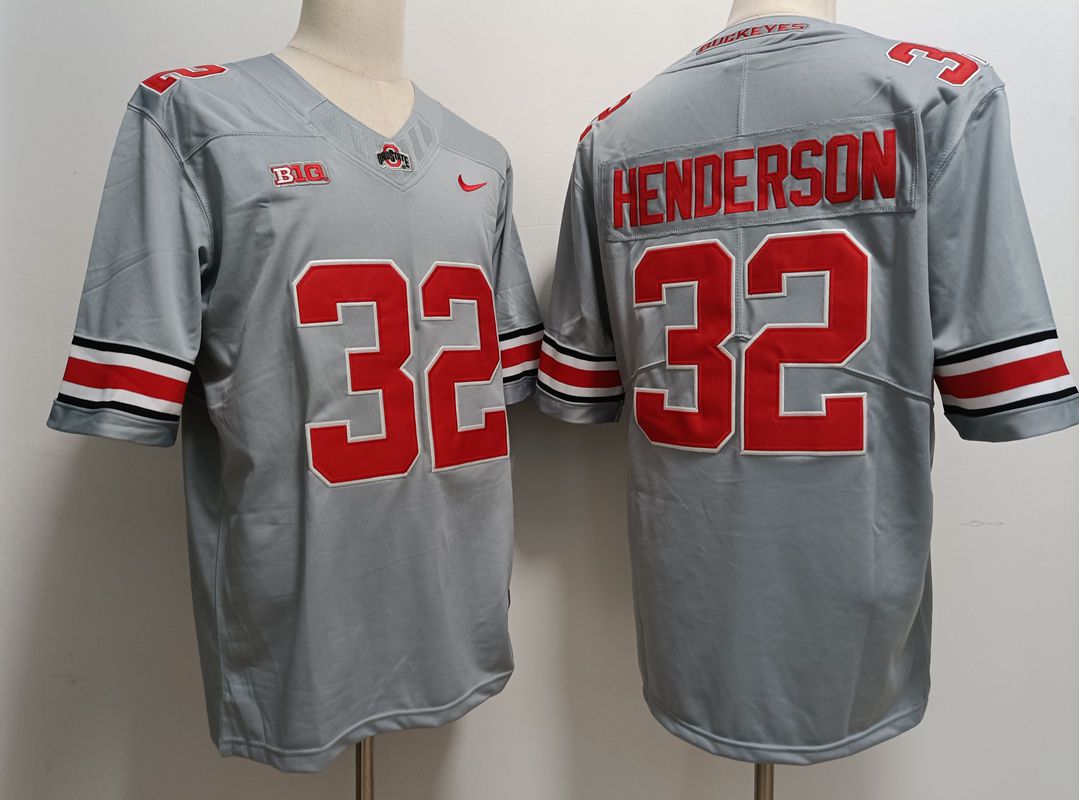 Men Ohio State Buckeyes #32 Henderson Grey Nike 2025 NCAA Jersey->ncaa teams->NCAA Jersey